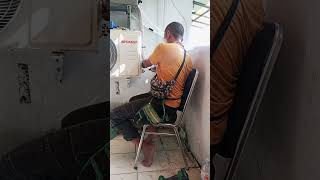 proses install outdoor AC 1 PK #tukangac #airconditioner #cuciac #automobile