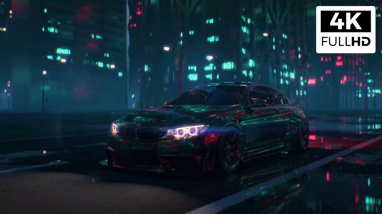 BMW M4 Neon Night Drive 4K Live Wallpaper