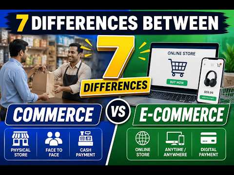 7 DIFFERENCE BETWEEN COMMERCE AND E COMMERCE - YouTube