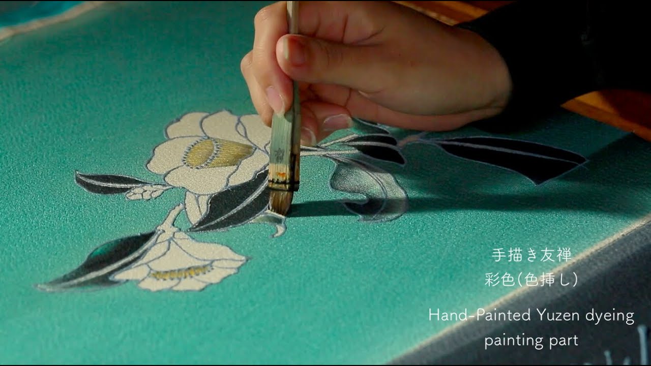 手描き友禅染め】その②「彩色工程」友禪工房クロマル Hand-painted