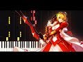 Fate/Extra Last Encore - OP (Full) Bright Burning Shout [Piano tutorial + SHEETS] // Synthesia