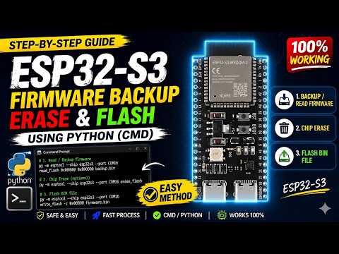 ESP32-S3 Firmware Backup, Erase & Flash BIN File Using Python CMD (Step-by-Step Guide)