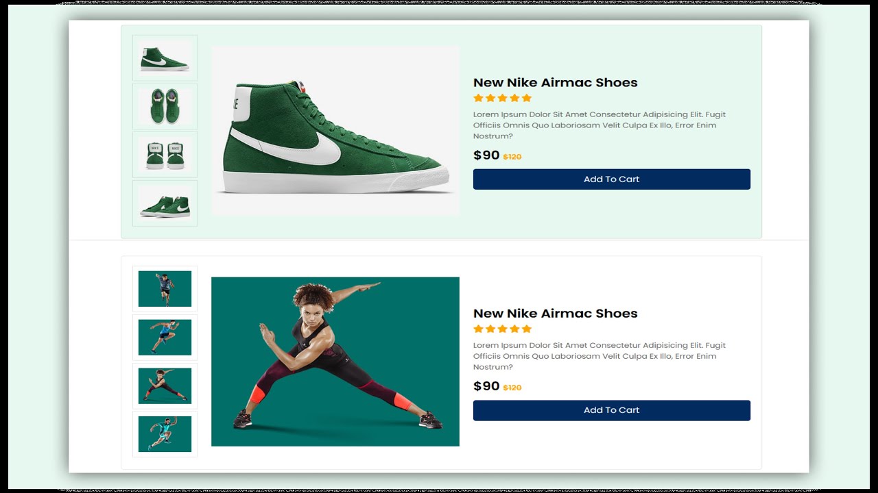 Click to change picture | Responsive Shoes website using html css and ...