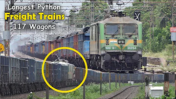 9 in 1 Longest Python Freight Trains | 117 Wagons + Four Locomotives| WAG-9 + WAG-5 | IndianRailways