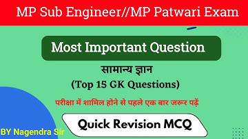 General knowledge//Pyq Important Question//MP Patwari//MP Sub Engineer By Nagendra Sir//Online Test