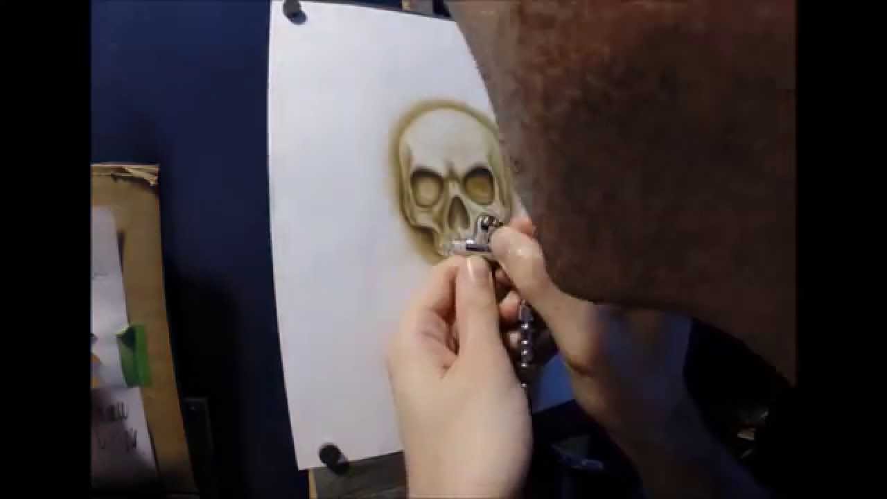  Airbrush Practice  Skull using Iwata HP BH in Sepia YouTube