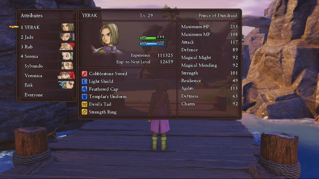 Dragon Quest XI Pra que serve cada atributo (charm, deftness,