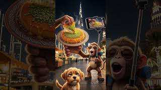 MONKEY VLOGGER IN DUBAI! 🐒 Chicken Shawarma & Kunafa Magic! 🤤🔥