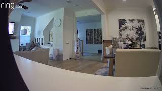 Ladder leaning against wall tips over then almost falls on baby but dad saves (Security camera)