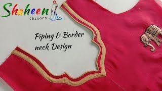 Piping and Border neck design for kurti