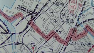 【古地図】西鉄 福岡市内線 ＆ 国鉄 博多臨港線 福岡市 都市地図 1974年