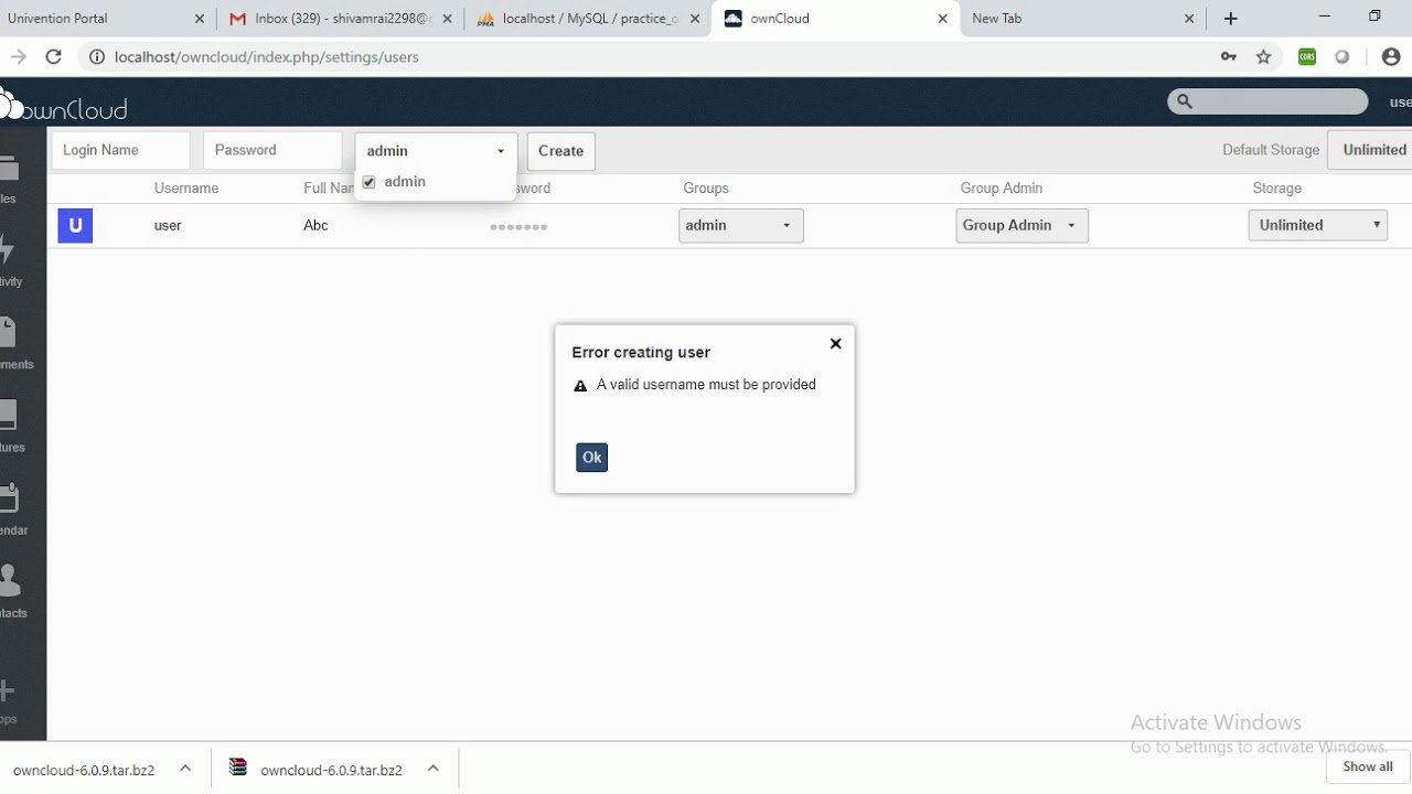 How to create new user in owncloud - YouTube