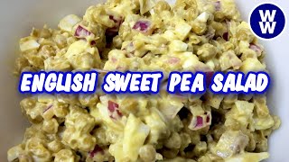 SKINNY English Sweet Pea Salad Recipe🫛Viewer Inspired WW Side! Weight Watchers Pts + Calories Macros