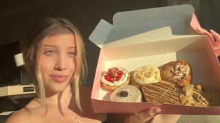 Asmr British girl eating crumbl cookie for the first time | mukbang review 