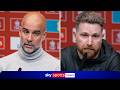 Pep Guardiola &amp; Calum McFarlane react after Man City defeat Chelsea in FA Cup final