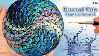 Eternal Tide Mandala Painting Tutorial | Blue Ocean Pinwheel