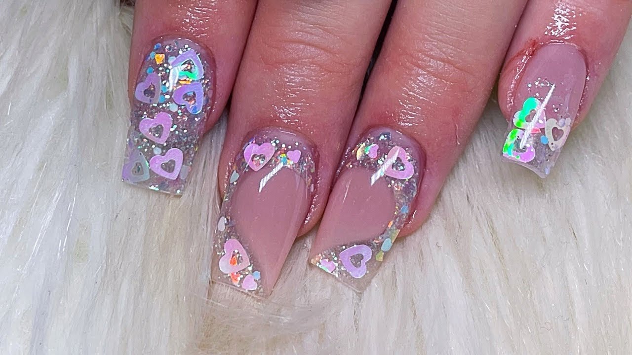 Late valentines glitter acrylic nails. With new 