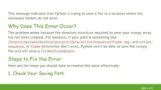 Resolving FileNotFoundError when Saving Numpy Arrays with OpenCV and MediaPipe