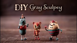 【グレイスカルピー】GILL the Cat シリコンモールドも作って3体のフィギュアを作りました  Made silicone molds  [Gray Sculpey]