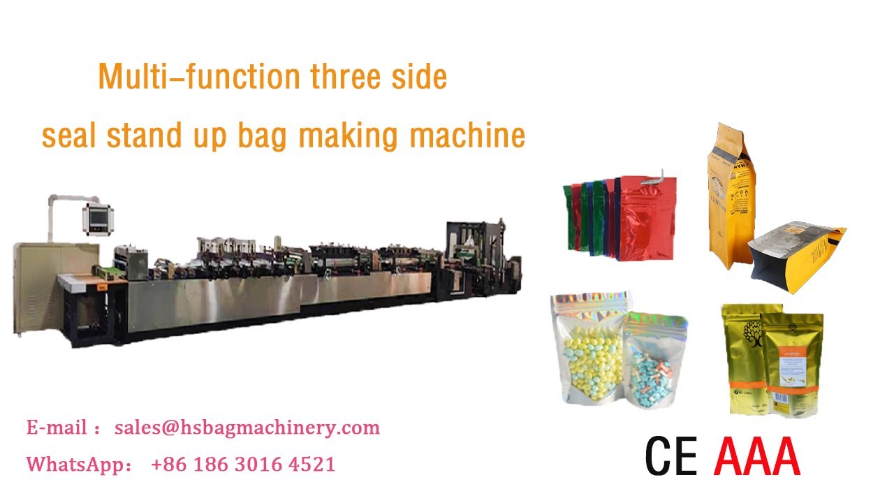 Multi Function Stand Up Zipper Bag Making Machine