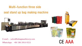 Multi Function Stand Up Zipper Bag Making Machine