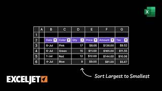 How to sort an Excel Table