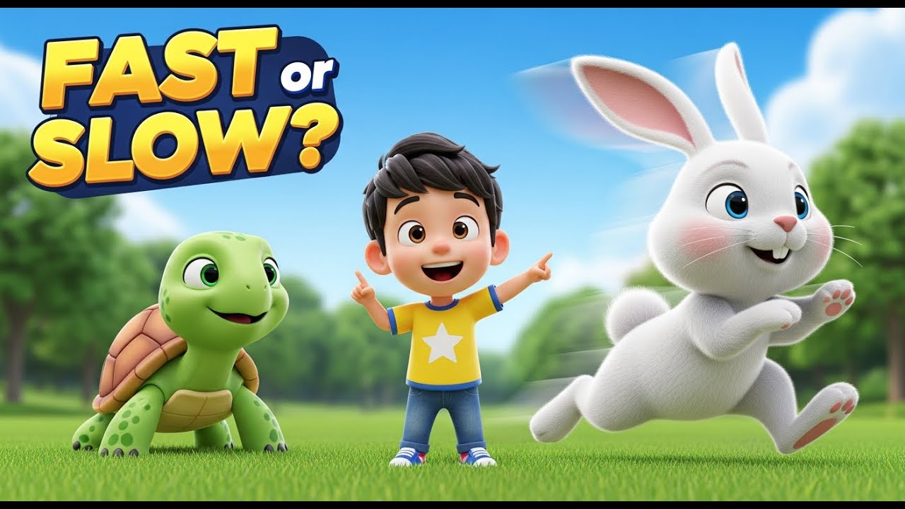 Fast or Slow? Learning Opposites for Kids | Turtle vs. Rabbit Song ...