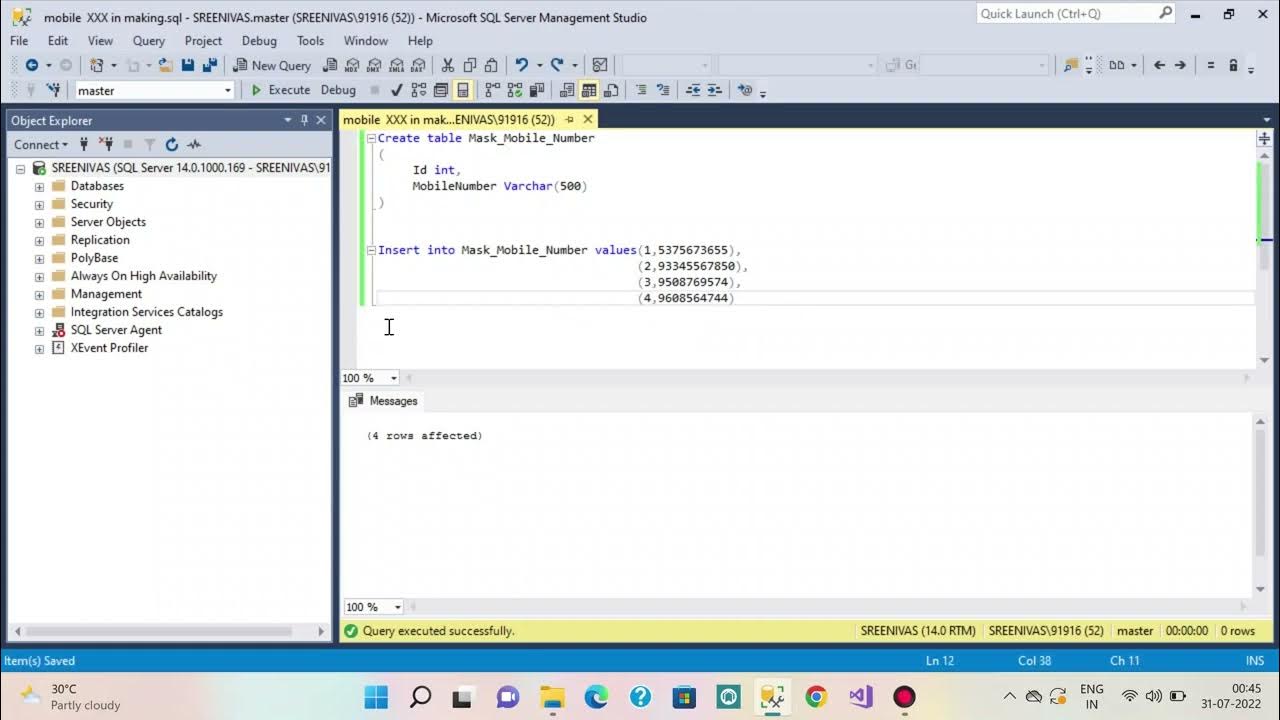 Mask a mobile phone number portion with 'X' SqlServer QuerysSolution