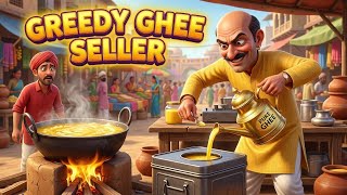 Details GREEDY GHEE SELLER | Moral Stories in English | Life Lesson | Learm English | Animated Story | Guide
