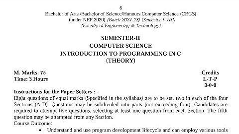 BA / BSc 2nd Semester Computer Science Syllabus 2025 GNDU University | Bsc 2nd Semester Syllabus
