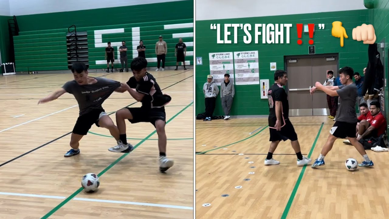 INTENSE INDOOR SOCCER Game Ends with RED CARDS for FIGHT! - YouTube