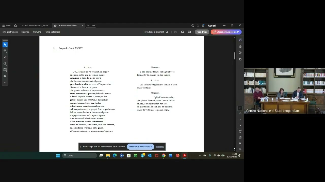 Lettura dei Canti - Recanati (pomeriggio)