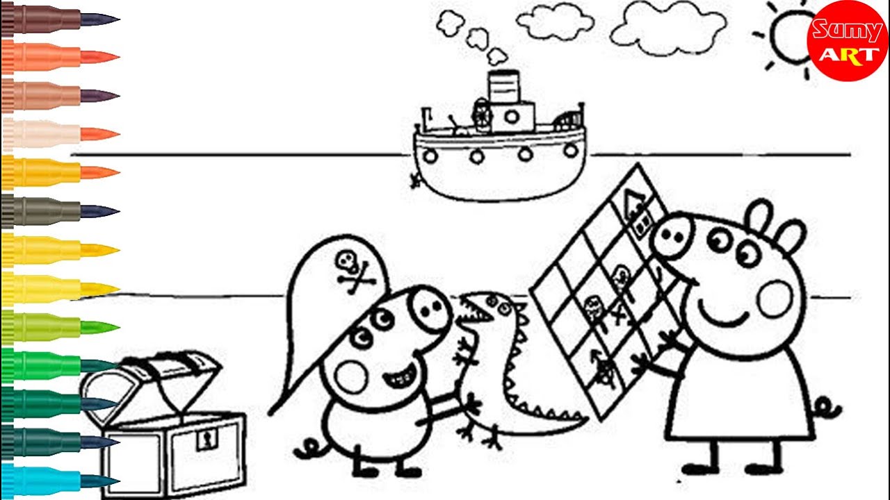 Peppa and Goerge play Pirates of the Caribbean | Peppa chơi cướp biển ...