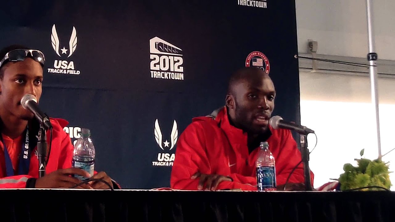 LaShawn Merritt, Tony McQuay, Bryshon Nellum after 400 meters final at 2012 Olympic Trials