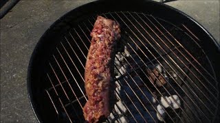 Weber Kettle grilled bacon filled pork loin