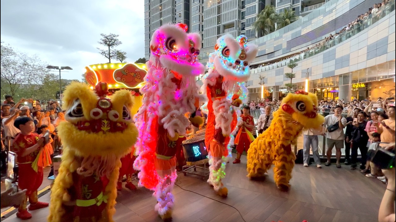 [4K] Wen Yang 文扬 LED Lion Dance & War Drums at Waterway Point 14 Feb 2026
