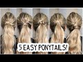 HOW TO: EASY PONYTAIL HAIRSTYLES! | Summer Hairstyle | Workout Hairstyle| Medium and Long Hairstyles
