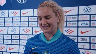 USWNT Midfielder LINDSEY HEAPS postgame; Team USA beat Brazil in friendly