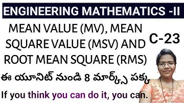 C-23 ll ENGINEERING MATHEMATICS 2 ll Important problem on RMS,MV AND MSV ll #C23m2