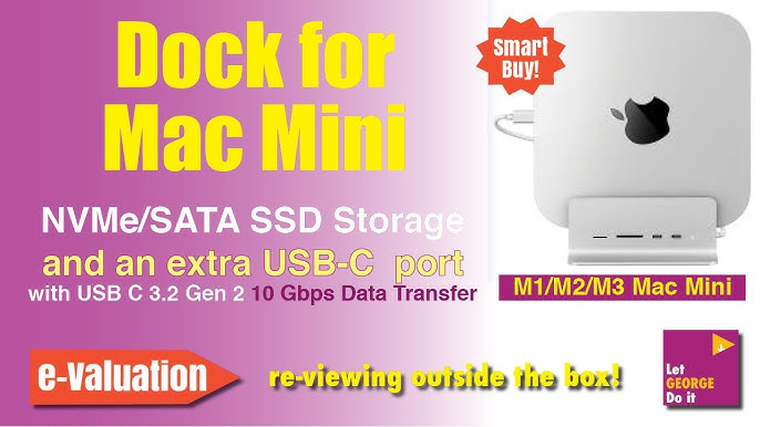 Minisopuru Mac Mini Dock Support M.2 NVMe/SATA SSD, 5 in 1 USB C Hub for  Mac Mini, Mac Mini Hub Stand & Docking Station Mac Mini Accessories with 2
