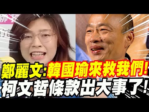 出大事了！鄭麗文喊：韓國瑜來救我們吧！主持人一驚！急叩韓國瑜！國民黨祭出柯文哲條款！藍白合還有望嗎？