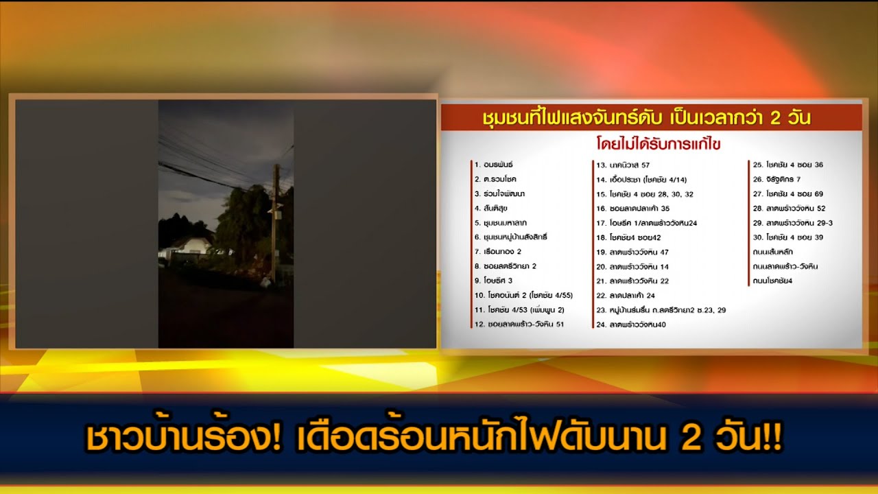 ชาวบ้านร้อง! เดือดร้อนไฟส่องสว่างดับนาน 2 วัน!!