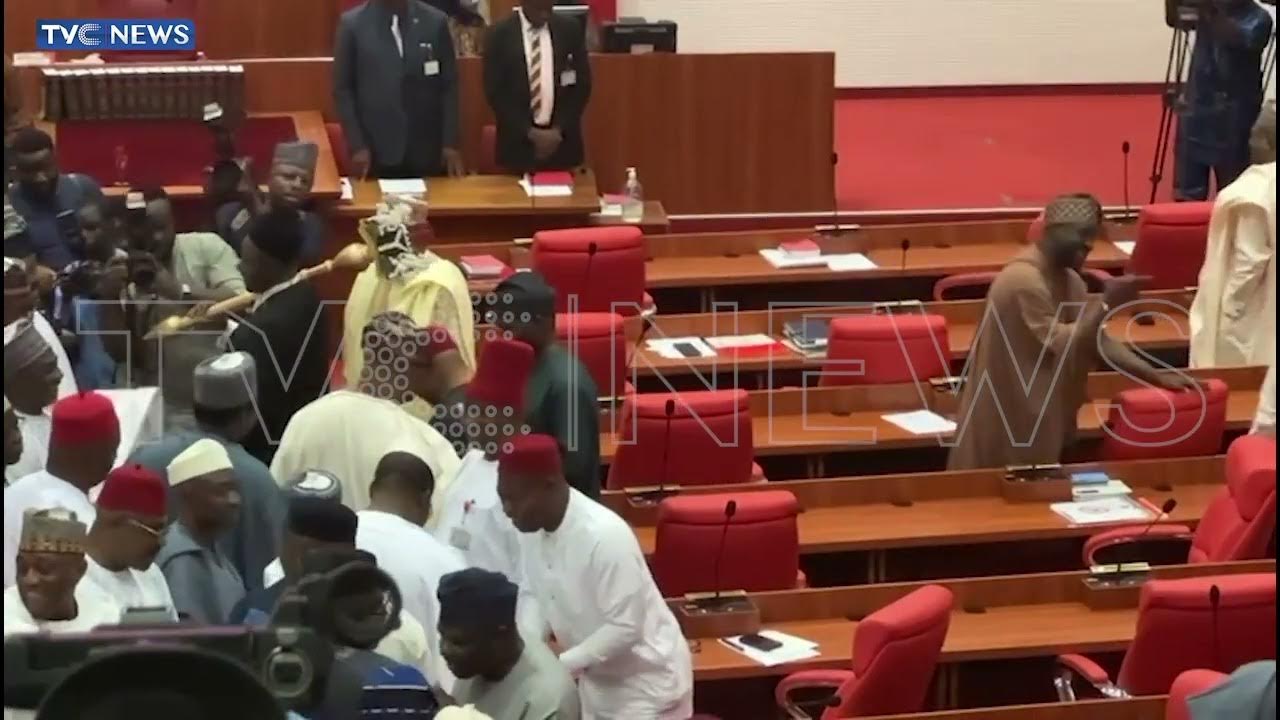 WATCH: Moment Senator Ningi Snubs Akpabio As He Arrives For Tuesday Plenary