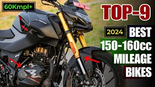 Top 9 Most Fuel Efficient 150-160cc Bikes in India 2024 🔥 for Mileage and Performance | E20 models
