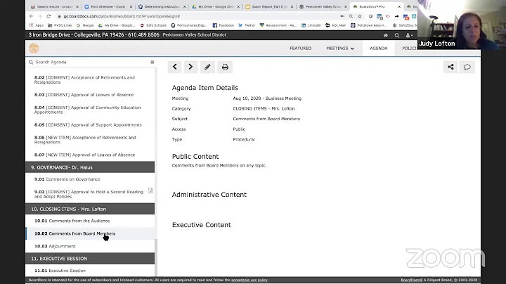 Aug 10th Business Board Meeting