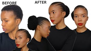 HOW TO CREATE A BUN ON EXTREMELY SHORT 4C NATURAL HAIR | NO HEAT| BEGINNER-FRIENDLY HAIR TUTORIAL by Nthabiseng Petlane 37,424 views 1 month ago 9 minutes, 16 seconds