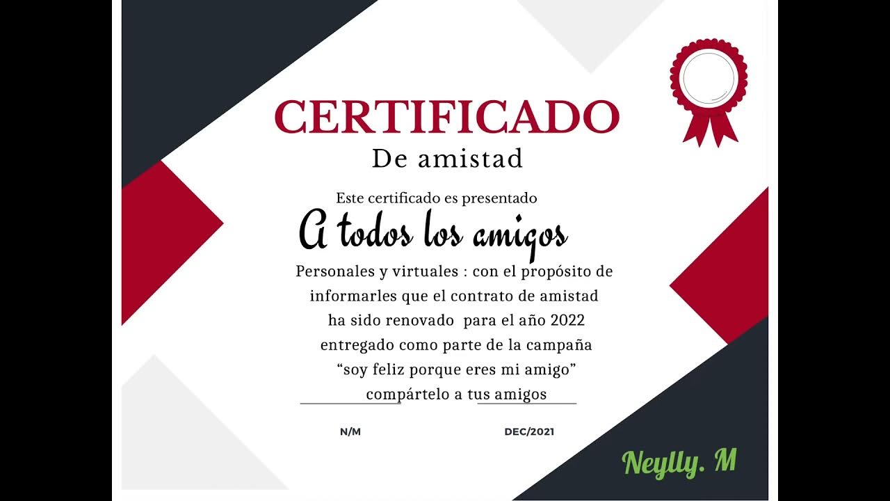 Certificado de amistad 2022/mandalo a tus amigos YouTube