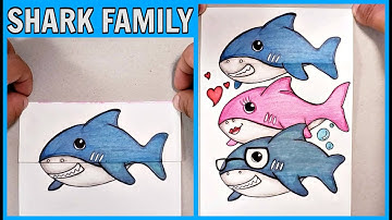 DIY : How to Draw a Shark | Folding Surprise Drawing Shark Family | #StayHome and Draw #WithMe