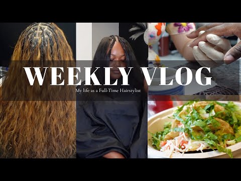 VLOG Life as a HAIRSTYLIST - HUMAN HAIR BOHO AND BRAIDS -BULK HAIR -QUICK WEAVE- NAIL MAINTENANCE