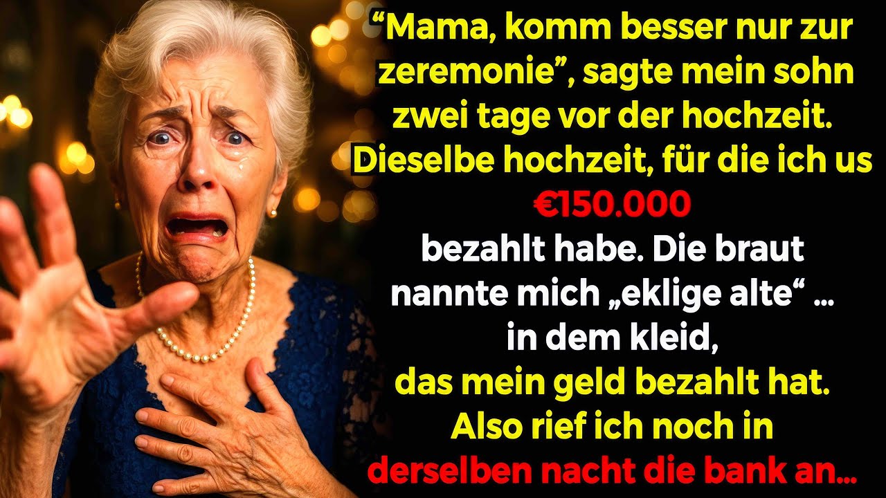 Ich ging zur Hochzeit, aber mein Sohn sagte: 'Mama, erscheine besser nur zur Trauung', also …